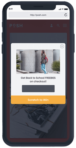 Back to school scratch to win gamified mobile overlay