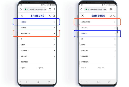 Insider mobile website category optimization Samsung