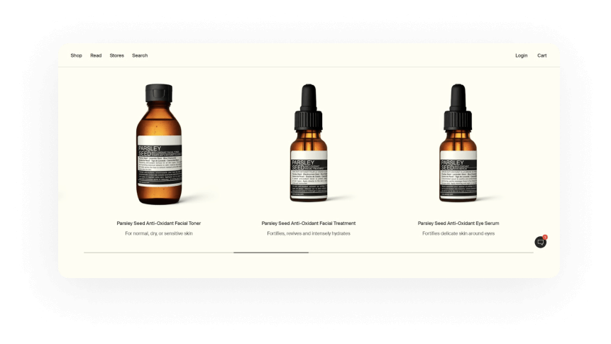 Aesop personalized product recommendations