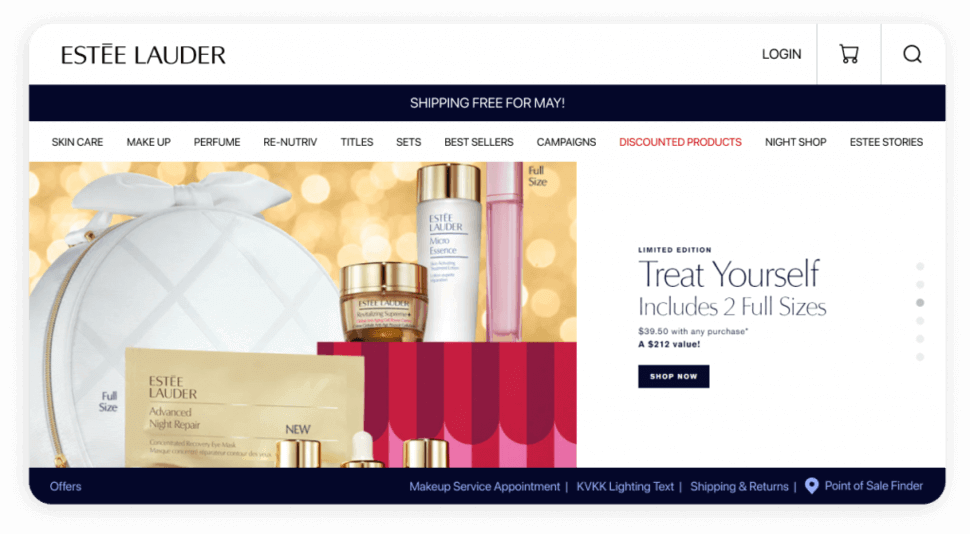 Hero image incentive offer to convert first-time beauty customers