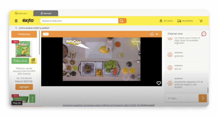 Image showing live shopping tools used by Group Exito 
