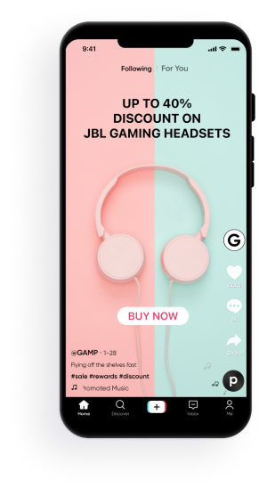 Discount banner on mobile app to convert high conversion potential customers on TikTok