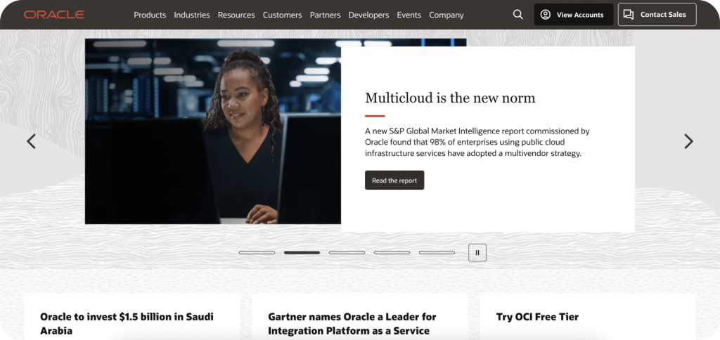 Oracle Marketing homepage