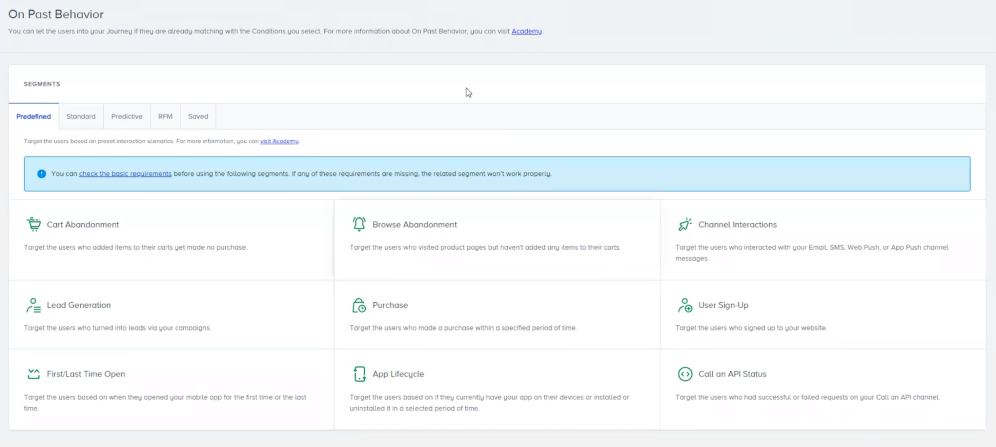 Insider predefined segments