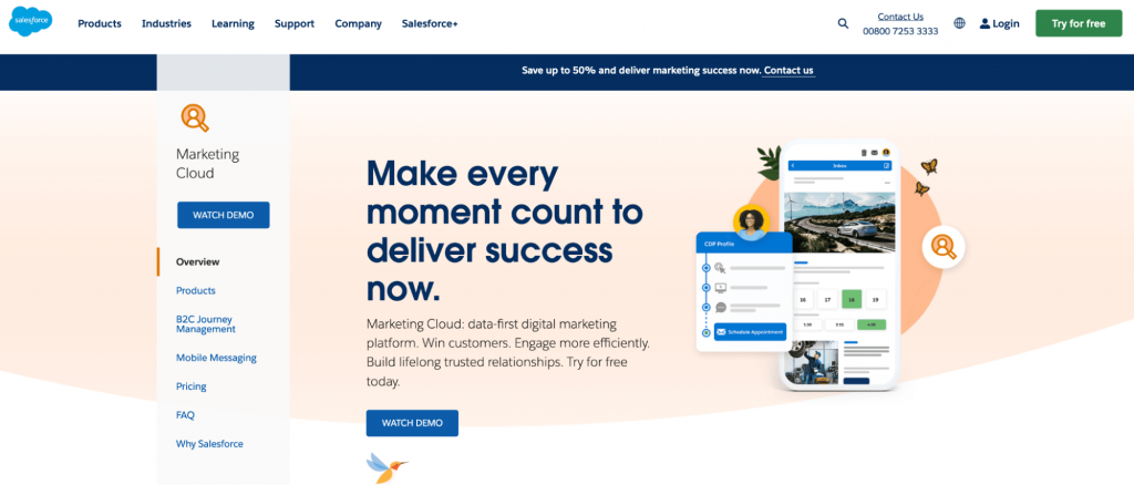 Salesforce Marketing Cloud homepage