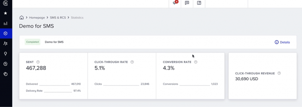 Insider SMS metrics