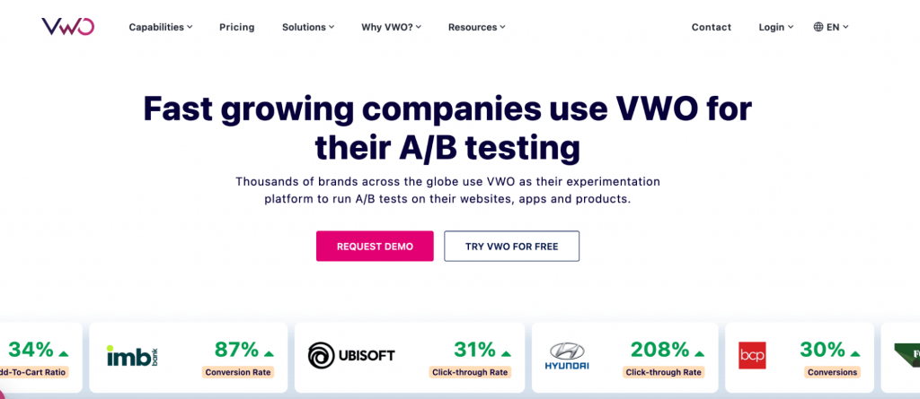 VWO homepage