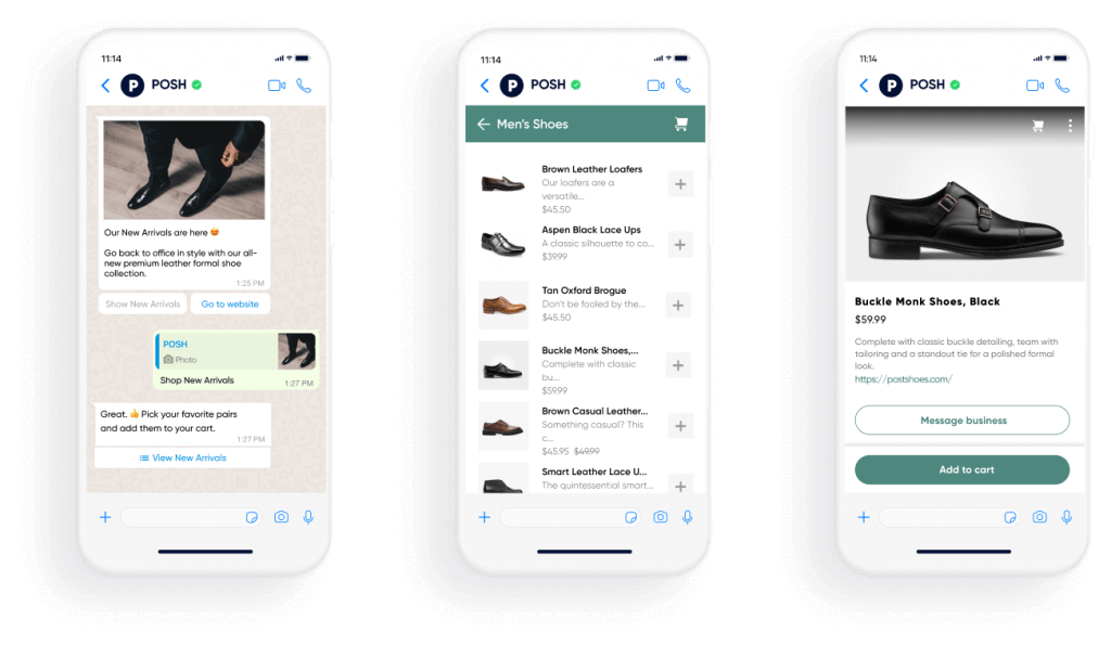 Sapatos masculinos com o conversational commerce via WhatsApp da Insider