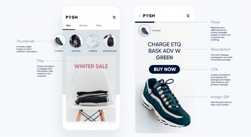 InStory eCommerce example sports shoes