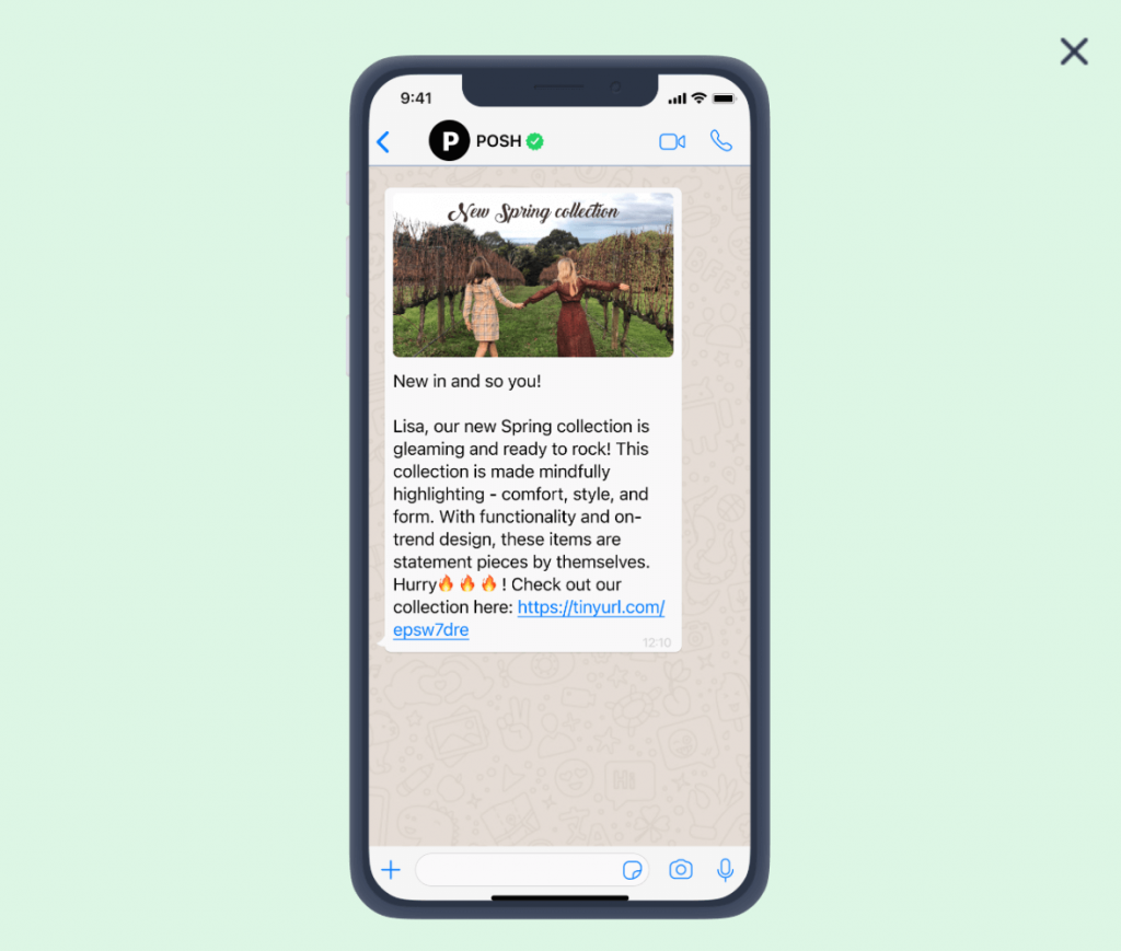 Insider WhatsApp template announce new collection