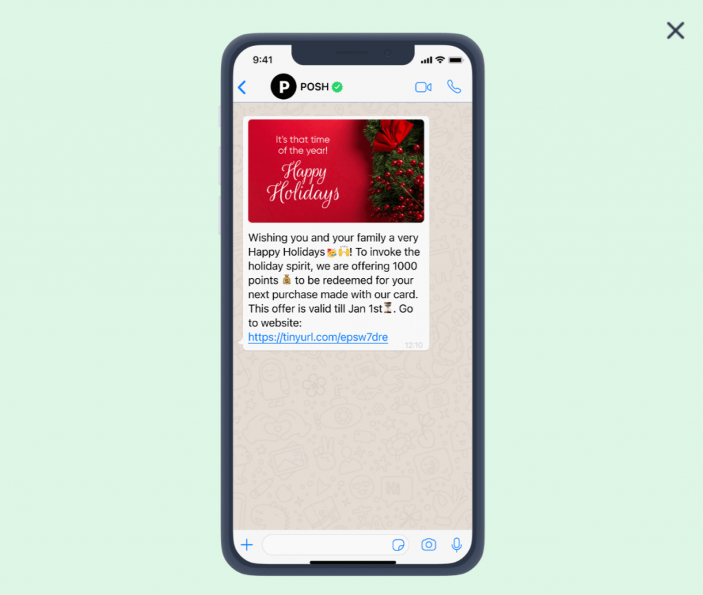 Insider WhatsApp template holiday offer