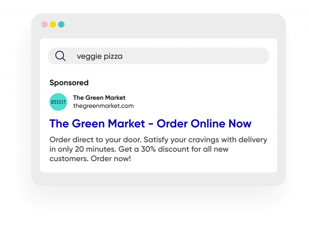 Google Search ad for Pizza Delivery