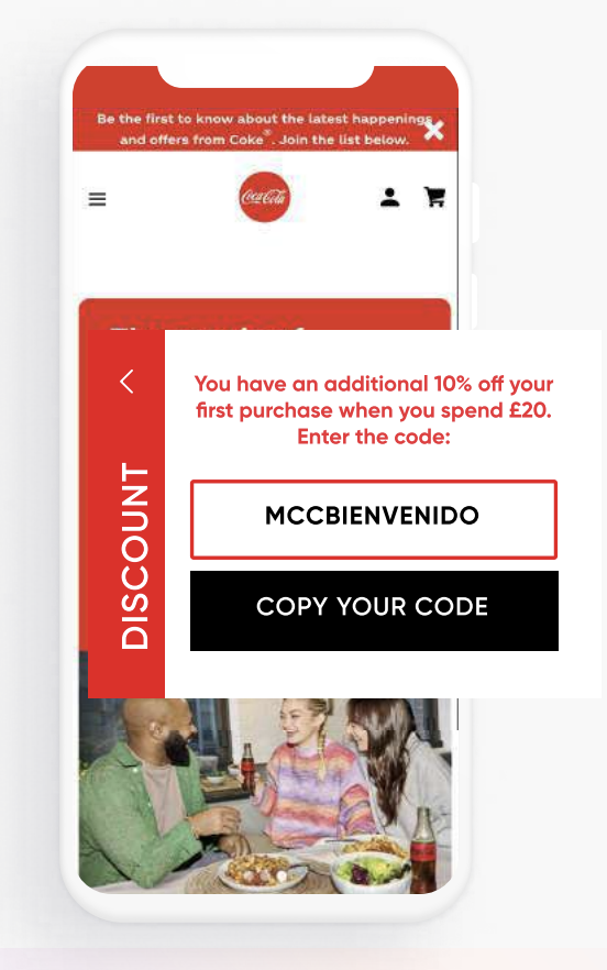 Coca-Cola used a coupon code overlay to improve CVR by 19%