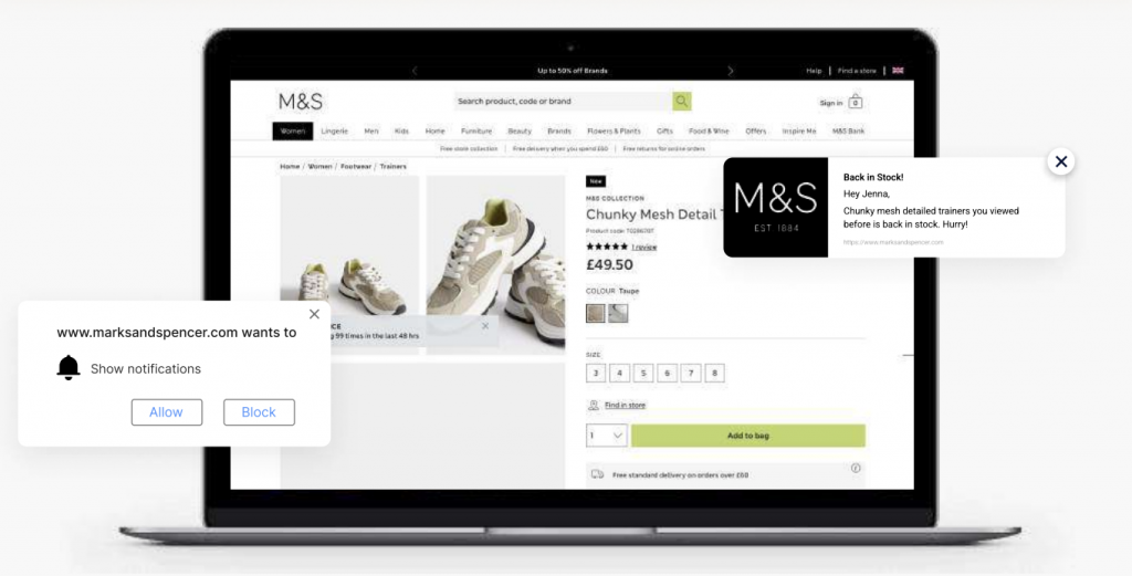M&S uses cart abandonment web push notifications to recover lost sales
