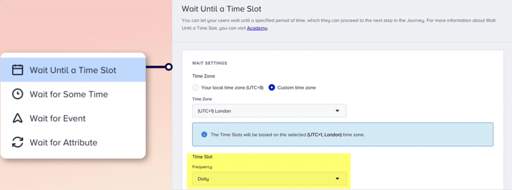 Insider Architect wait until a time slot flow element