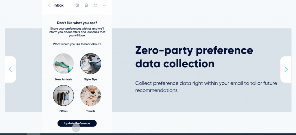 Insider AMP email interactive product that enables zero-party collection