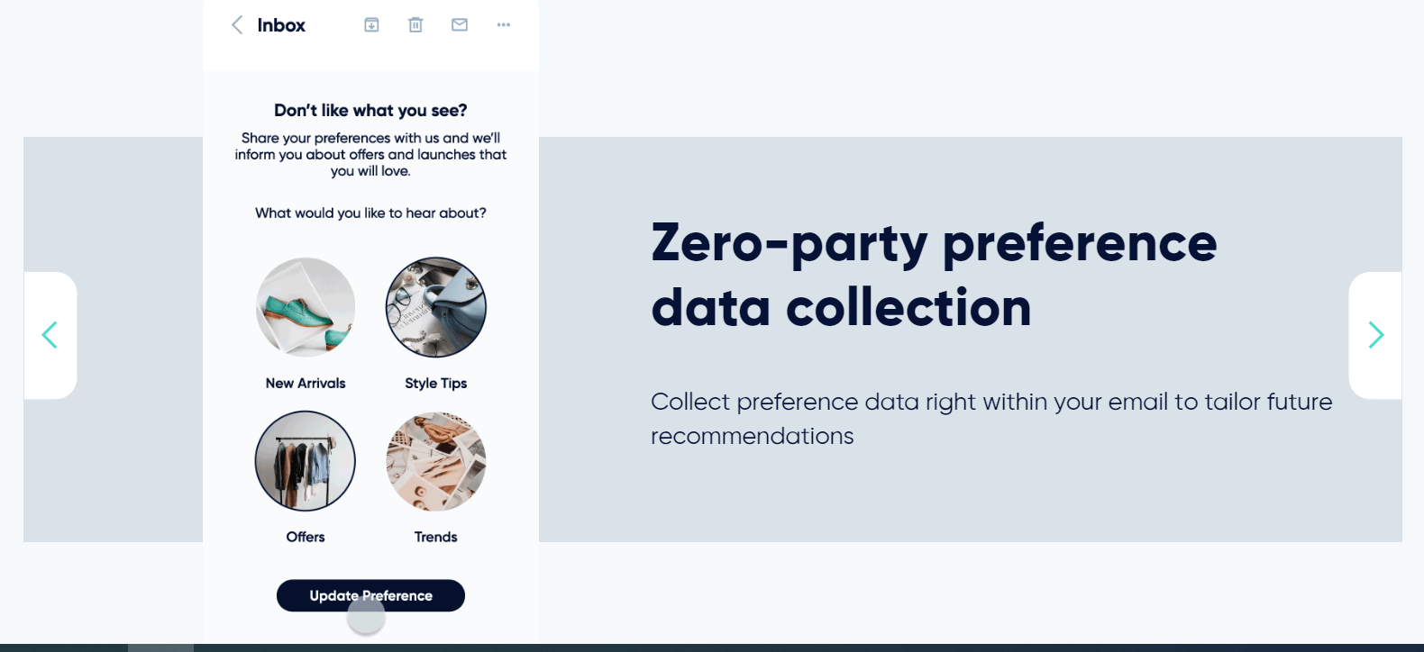 Insider AMP email interactive product that enables zero-party collection 