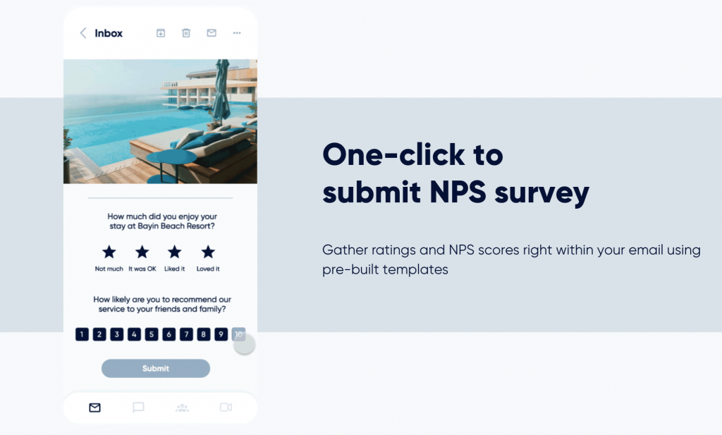 Email AMP avec un questionnaire NPS interactif d’Insider 