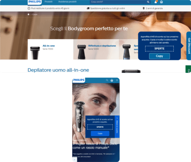 Cupons no site da Philips pela Insider