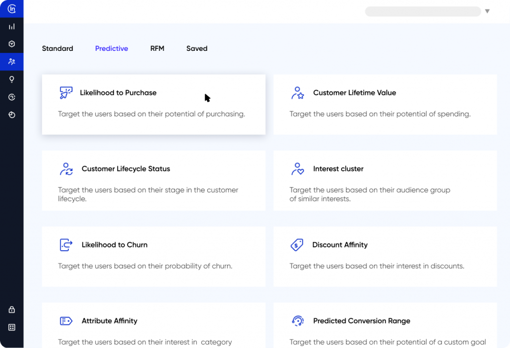 Use standard and predictive characteristics to enrich your segments