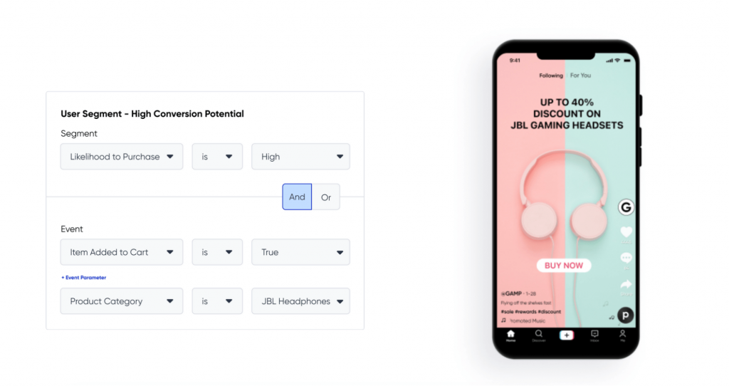 You can use the segments for Facebook, Google, and TikTok for ad campaigns