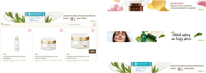 Banners personalizados da Insider no site da Yves Rocher