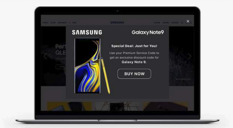 Samsung utiliza la analítica del recorrido del cliente para mostrar recomendaciones personalizadas.