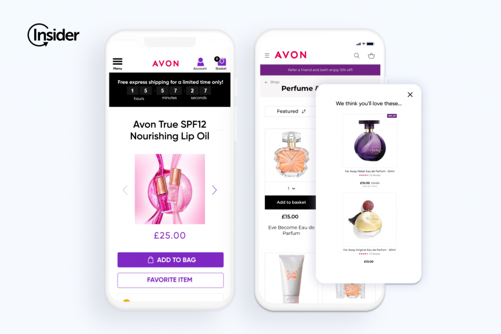 Avon used Insider’s Smart Recommender to encourage would-be bouncers to discover more relevant products and stay onsite