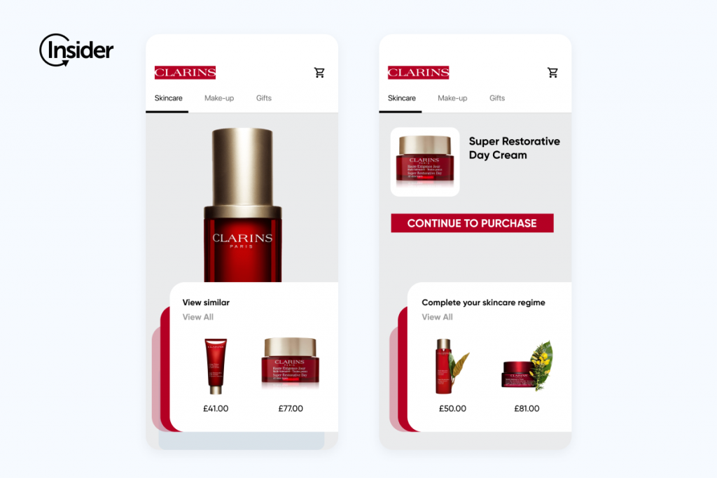 Clarins supercharged its recommendation strategy with AI-backed recommendations powered by Insider