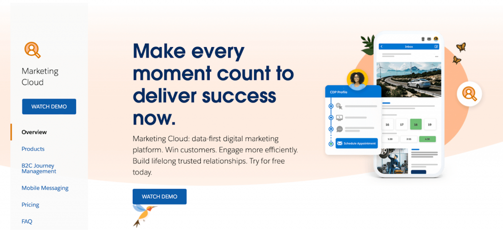 Salesforce Marketing Cloud page d'accueil