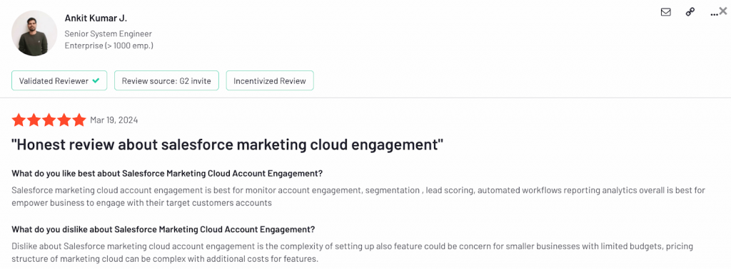 Salesforce Marketing Cloud G2 Review