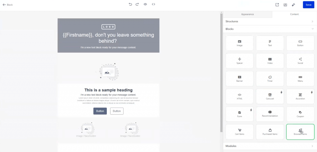 Insider's marketing automation workflows for recovering abandoned carts