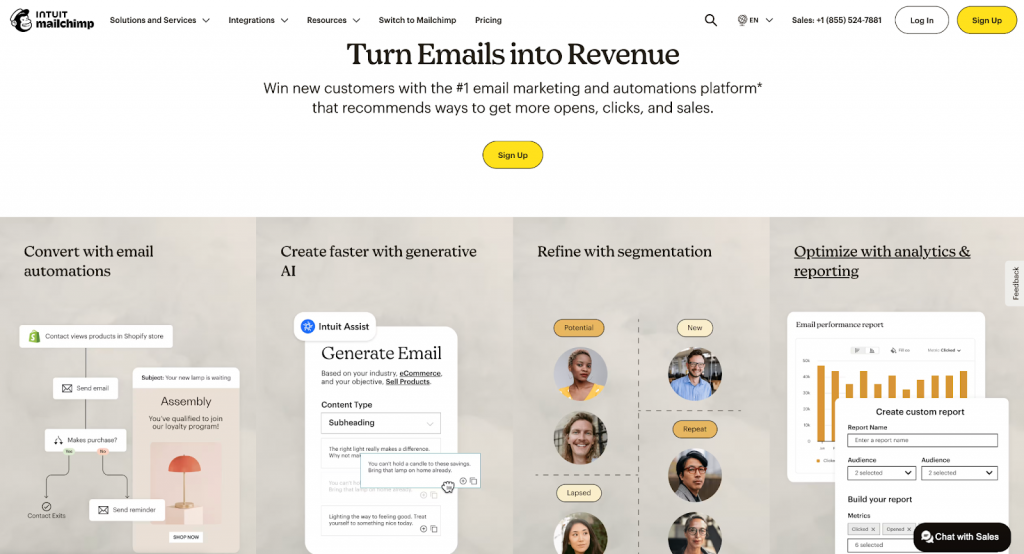 Mailchimp homepage