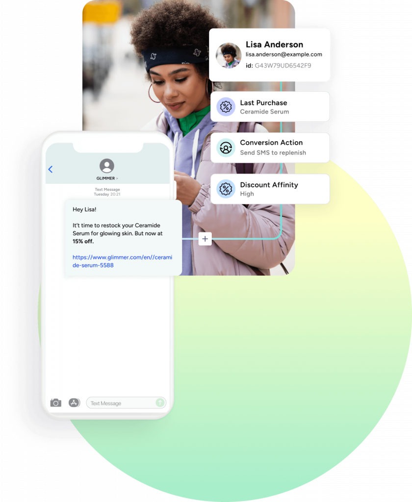 Real-time behavioral data from the site, app, email, SMS, WhatsApp