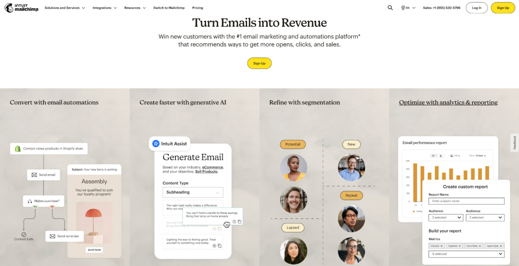 Mailchimp homepage