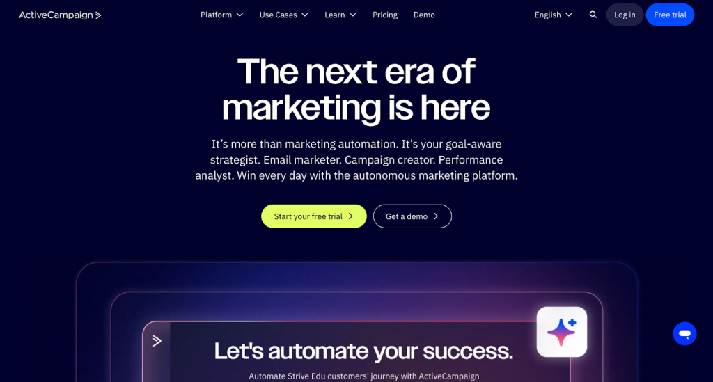 ActiveCampaign homepage